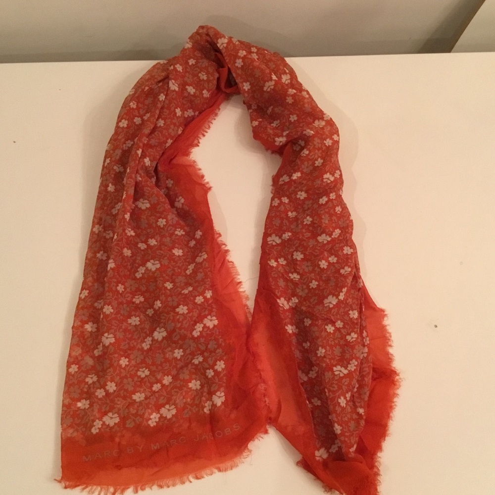 Marc by Marc Jacobs Red Floral Print Silk scarf